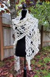 Handmade Crochet Skull Shawl - Off White