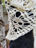 Handmade Crochet Skull Shawl - Off White