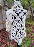 Handmade Crochet Skull Shawl - Off White
