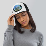 Slainte Mushroom Village Watercolor Painting Trucker Cap