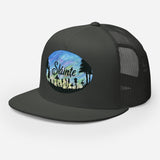 Slainte Mushroom Village Watercolor Painting Trucker Cap