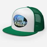 Slainte Mushroom Village Watercolor Painting Trucker Cap
