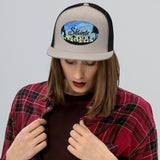 Slainte Mushroom Village Watercolor Painting Trucker Cap