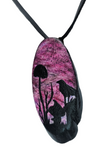 Candy Land Crow Hand Painted Wood Pendant