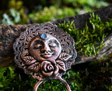 Filigree Hair Stick with Moon Face & Rainbow Moonstone