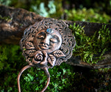 Filigree Hair Stick with Moon Face & Rainbow Moonstone
