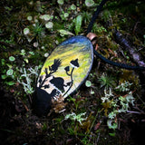 Sky of Emeralds Hand Painted Wood Pendant