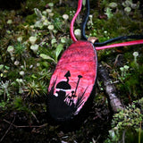 Red Skies at Night Hand Painted Wood Pendant