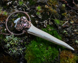 Deer Antler Copper Pendant with Crystal Cluster and Tourmaline