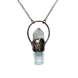 Clear Quartz Point Bottle Copper Pendant