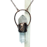 Clear Quartz Point Bottle Copper Pendant