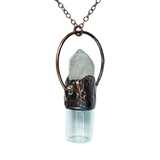 Clear Quartz Point Bottle Copper Pendant