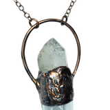 Clear Quartz Point Bottle Copper Pendant