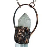 Clear Quartz Point Bottle Copper Pendant