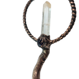 Broom Pendant with Black Kyanite Fan, Tangerine Quartz and Amethyst