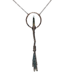 Broom Pendant with Black Kyanite Fan and Garden Quartz Point