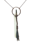 Broom Pendant with Black Kyanite Fan and Garden Quartz Point