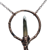 Broom Pendant with Black Kyanite Fan and Garden Quartz Point