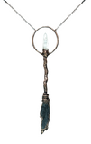 Broom Pendant with Black Kyanite Fan with Quartz Point