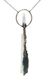 Broom Pendant with Black Kyanite Fan with Quartz Point