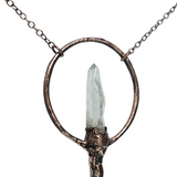 Broom Pendant with Black Kyanite Fan with Quartz Point