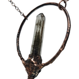Broom Pendant with Black Kyanite Fan and Garden Quartz Point