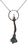 Broom Pendant with Black Kyanite Fan and Garden Quartz Point