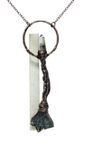 Broom Pendant with Black Kyanite Fan and Garden Quartz Point