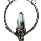 Broom Pendant with Black Kyanite Fan and Garden Quartz Point
