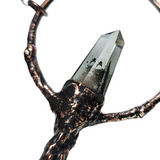 Broom Pendant with Black Kyanite Fan and Garden Quartz Point