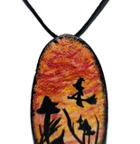 Sunset Ride Hand Painted Wood Pendant