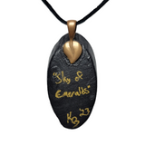 Sky of Emeralds Hand Painted Wood Pendant