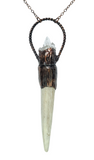 Deer Antler Aromatherapy Bottle Copper Pendant with Quartz Cluster