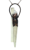 Deer Antler Aromatherapy Bottle Copper Pendant with Quartz Cluster