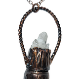 Deer Antler Aromatherapy Bottle Copper Pendant with Quartz Cluster