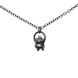 Tiny Copper Cauldron Pendant  with Peridot