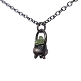 Tiny Copper Cauldron Pendant  with Peridot
