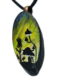 Sky of Emeralds Hand Painted Wood Pendant