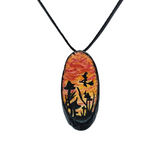 Sunset Ride Hand Painted Wood Pendant