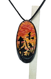 Sunset Ride Hand Painted Wood Pendant