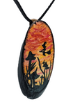 Sunset Ride Hand Painted Wood Pendant