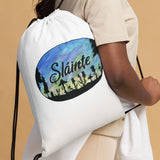 Slainte Mushroom Village Watercolor Painting Drawstring bag