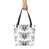Whispering Wings Filigree Bat Tote bag half drop pattern