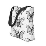 Whispering Wings Filigree Bat Tote bag half drop pattern