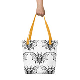 Whispering Wings Filigree Bat Tote bag brick pattern