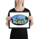Slainte Mushroom Village Watercolor Painting Framed poster