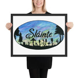 Slainte Mushroom Village Watercolor Painting Framed poster