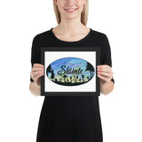Slainte Mushroom Village Watercolor Painting Framed poster