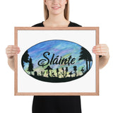 Slainte Mushroom Village Watercolor Painting Framed poster