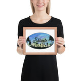 Slainte Mushroom Village Watercolor Painting Framed poster